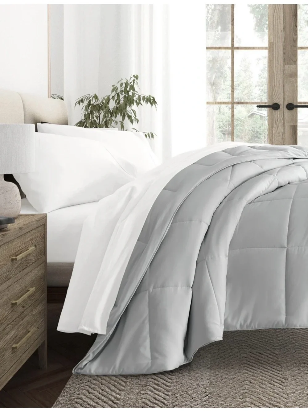 Lightweight All Season Down Alternative Comforter Twin XL Light Gray NEW iEnjoy